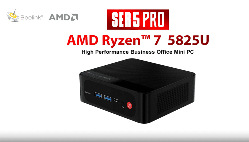 Beelink Mini PC AMD Ryzen 7 5825U Up to 4.5GHz 8C/16T, SER5 PRO Mini Computer with 32GB DDR4 RAM 1TB M.2 SSD, Support 2.5GLAN/4K Triple Screen Display(HDMI+DP+Type-C)/WiFi6/BT5.2/Home/Office