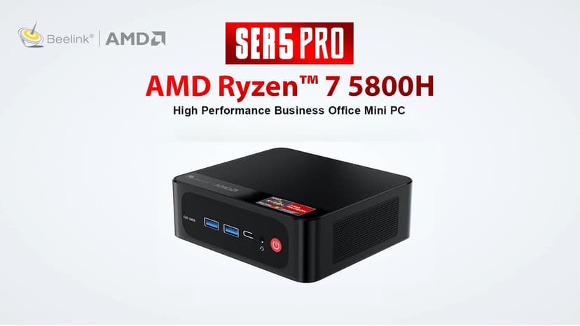 Beelink Mini PC AMD Ryzen 7 5825U Up to 4.5GHz 8C/16T, SER5 32GB RAM 500GB SSD Graphics 8core 2000 MHz, M2 SSD NVME 2280 Mini Computer 2.5GLAN/ WiFi 6/BT5.2/HDM/DP/USB3.2,Home/Office