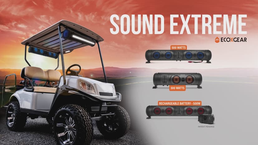 by ECOXGEAR SE26R 500-Watt Amplified Powersports 8 Speaker Bluetooth LED Backlit Soundbar Waterproof Dirtproof with Standard Mounting Bracket