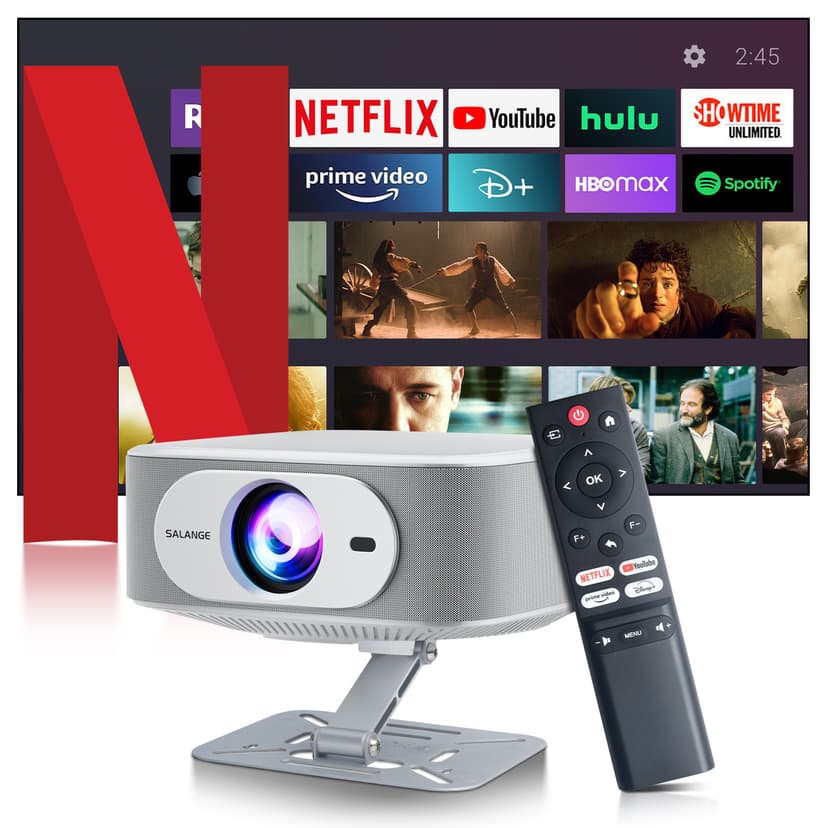 Netflix Licensed Projector with Wifi Bluetooth 4K, Auto Keystone/Electric Focus, Smart Android 13 NTV, 400 ANSI Lumen, 1080P Native Outdoor Movie Projector, Mini Portable, Built-in Apps (2025)