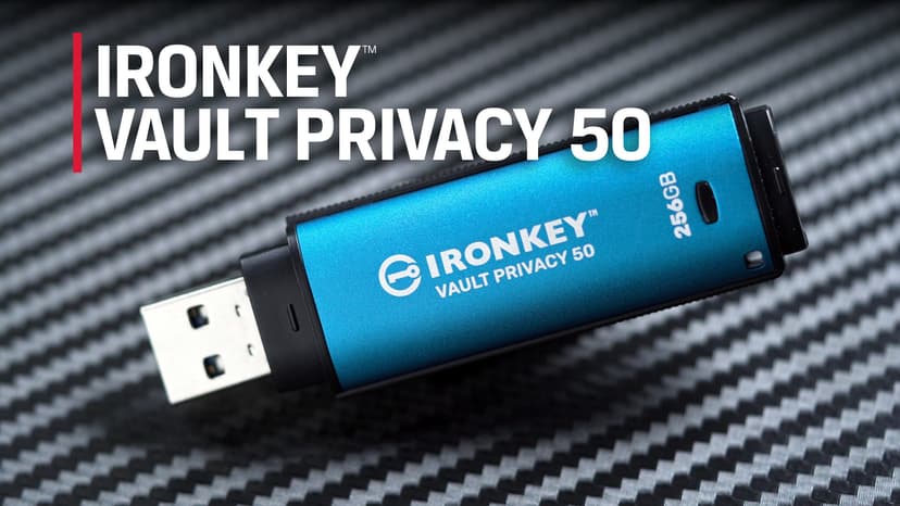 Kingston IronKey Vault Privacy 50 128GB Encrypted USB | FIPS 197 | AES-256bit | BadUSB Attack Protection | Multi-Password Options | IKVP50/128GB