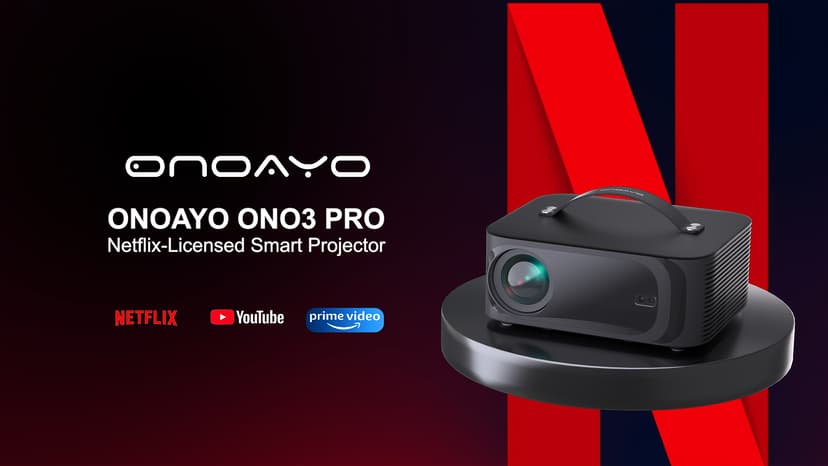 [Netflix-Licensed/Dolby Audio] Projector-4K with Wifi 6 and Bluetooth, ONOAYO 1000ANSI Native 1080P Built-in Netflix/YouTube/PrimeVideo, Electric Focus& 4D/4P Keystone Portable Smart Outdoor Projector