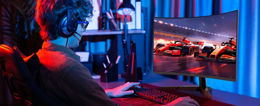 KOORUI Gaming Monitor, QHD 2560P Computer Monitor, 144Hz 27 Inch Monitor (1ms, 1800R Curved VA Panel, DP1.2+HDMI*2, AdaptiveSync, Narrow Bezel with Ultra-Thin), Tilt Adjustable,Eye Care