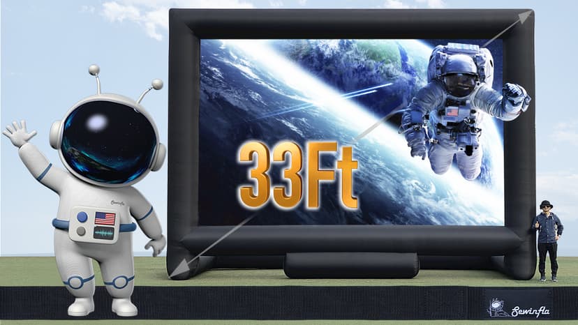 33Ft Giant Inflatable Movie Screen with Blower - Front and Rear Projection - Blow Up Outdoor and Indoor Projector Screen for Party, Easy to Set Up