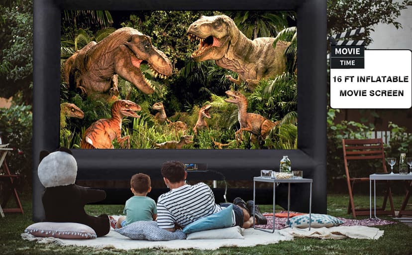 16ft Inflatable Movie Screen Outdoor Projector Screen with Air Blower Storage Bag - Front/Rear Projection, Easy Set Up Blow Up Screen for Backyard Movie Night, Theme Parties, Celebrations