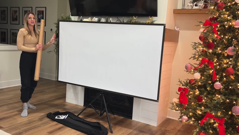 Projector Screen with Stand, 80 Inch Portable Projector Screen Outdoor Indoor, 1.2 Gain Fiberglass Projection Screen, 16:9 Outdoor Movie PVC Screen with Carrying Bag for Movie Night (White Screen)
