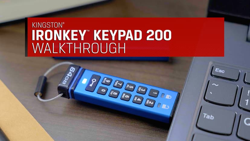 Kingston Ironkey Keypad 200 32GB Encrypted USB | Alphanumeric Keypad | Multi-Pin Access | XTS-AES 256-bit | FIPS 140-3 Level 3 Certified | Brute Force & BadUSB Protection | IKKP200/32GB,Blue