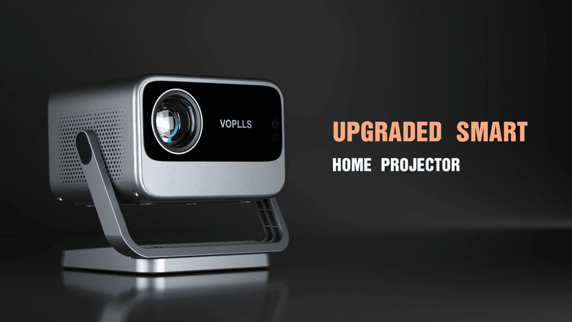 [Netflix Officially & AI Auto Focus] VOPLLS 4K Projector with WiFi and Bluetooth, 3D DoIby Audio & Auto Keystone Video Projector, 600 ANSI Outdoor Movie Projector, 50% Zoom, MAX 300''Display(Grey)