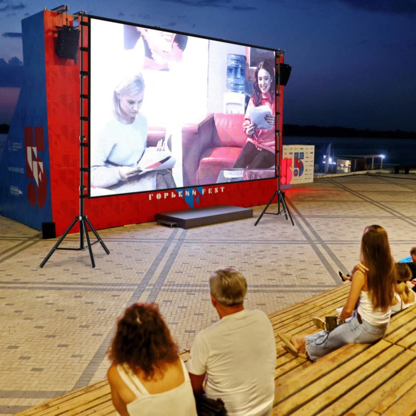 Projector Screen and Stand,TOWOND 180 inch Outdoor Projector Screen 15 FT Large Projection Screen, Portable 16:9 4K HD Rear Front Movie Screen with Carry Bag Wrinkle-Free Design for Backyard Theater