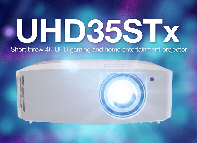 Optoma UHD35STx Short Throw True 4K UHD Gaming and Home Entertainment Projector 3,600 Lumens 240Hz Refresh Rate and Ultra-Low 4ms Response Time