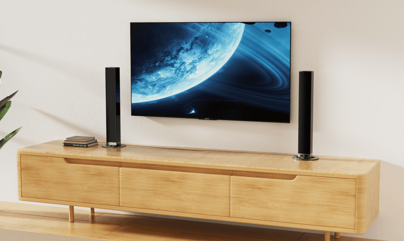 MZEIBO Sound Bar for Smart TV，80W Detachable Bluetooth Soundbar with Powerful Bass, 2-in-1 Home Theater Audio System, ARC/Optical/AUX Connectivity for TV/PC/Laptop/Game Console
