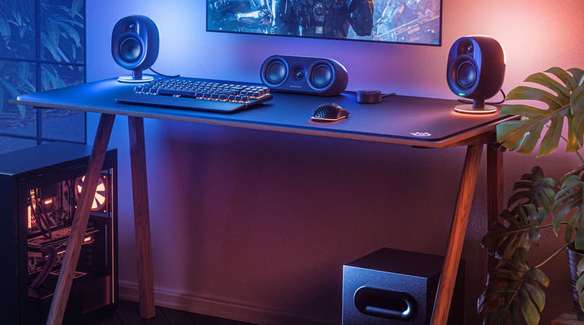 SteelSeries Arena 9 Illuminated 5.1 Desktop Gaming Speakers – 5.1 USB Surround Sound – Wireless Rear Speakers – 2-Way Speaker Design – Subwoofer – RGB Light, Bluetooth – PC, PlayStation, Mobile, Mac
