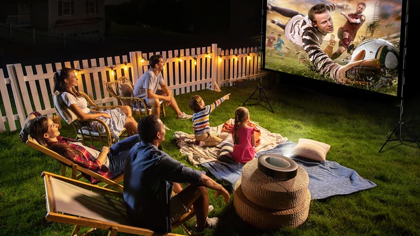 Projector Screen with Stand, Wootfairy 100 inch Foldable and Portable Projection Screen 16:9 4K HD Rear Front Wrinkle-Free Movie Screen with Carry Bag for Indoor Outdoor Home Theater Backyard Cinema