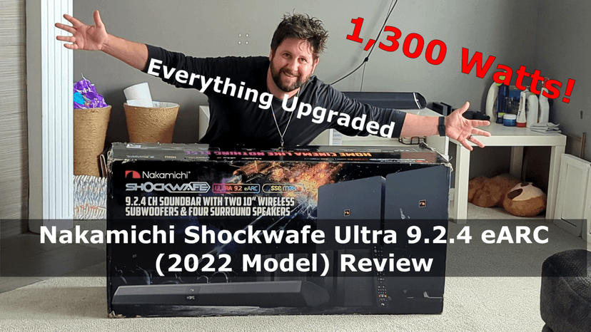 Nakamichi Shockwafe Ultra 9.2.4 Channel Dolby Atmos/DTS:X Soundbar with Dual 10" Subwoofers (Wireless), 4 Rear Surround Effects Speakers, eARC and SSE Max Technology (Flagship)