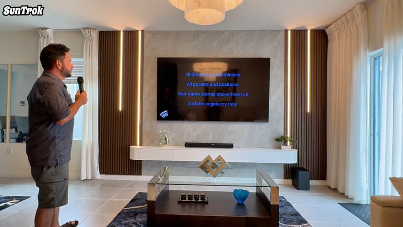 Karaoke Soundbar with Subwoofer for TV: Sound Bar with 2 Wireless Microphones - Home Theater Surround Sound System - Bluetooth Speaker with Remote Supports HDMI ARC/Optical/AUX/USB for TV/PC
