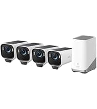eufy Security eufyCam S330 (eufyCam 3) 4-Cam Kit, Security Camera Outdoor Wireless, 4K with Integrated Solar Panel, Face Recognition AI, Expandable Local Storage, Spotlight, No Monthly Fee