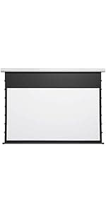 Tensioned Motorized Electric Drop Down 4K/8K Projection Screen, 120" Diagonal 16:9 Matte White with White Aluminum Case Silver Ticket Products P169120