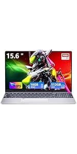 Gaming Laptop,15.6 Inch FHD IPS 1920x1080,Laptop Computer Student Business Laptop 12th Gen N95 Processor,16GB RAM 512GB SSD,Supports 180 Angle Opening Backlit Keyboard Fingerprint Unlock Win 11 Pro