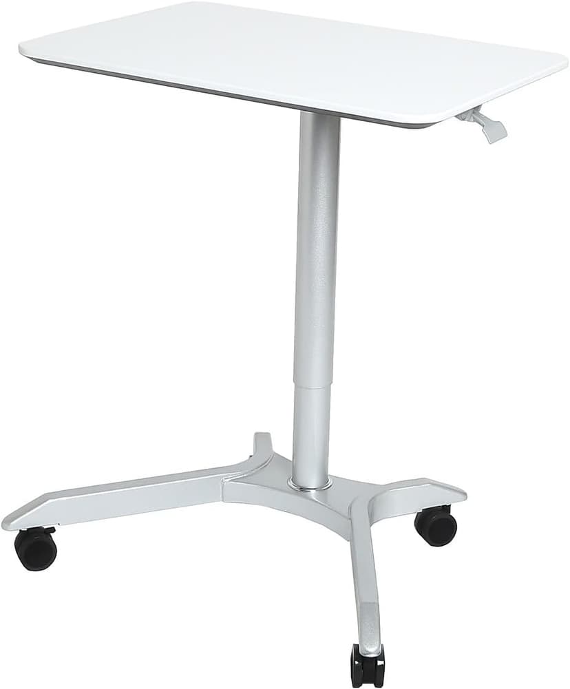 Seville Classics AIRLIFT XL 28" Pneumatic Height Adjustable Sit-Stand Mobile Laptop Computer Desk Cart (27.1" to 41.9" H), White