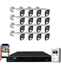 GW Security 16 Channel NVR UltraHD 4K Face Recognition NDAA & TAA Compliant Security Camera System with 16 x 8MP @25FPS Outdoor & Indoor PoE Dome Cameras, 10 Smart AI Functions