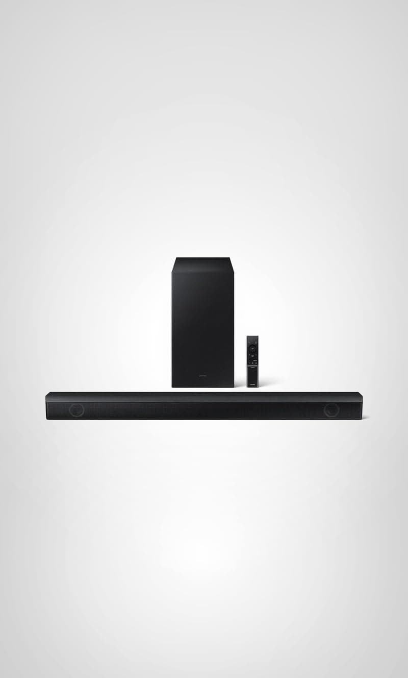 Samsung HW-B550/ZA 2.1ch Soundbar with Dolby Audio, DTS Virtual:X, Subwoofer Included, Adaptive Sound Lite, Bluetooth Multi-Device Connection, Wireless Surround Compatible, 2022, Black