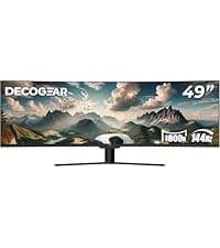 Deco Gear 49" Curved Ultrawide 5K Gaming Monitor, 32:9, 120 Hz, 101% NTSC 100% sRGB, Adjustable, Home Office and Entertainment Workstation