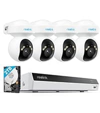 REOLINK New Version 12MP Smart Security System with AI Video Search, Person/Vehicle/Animal Detection Color & Infrared Night Vision, Two-Way Talk, 24/7 Recording, Perimeter Protection, RLK8-1200D4-A