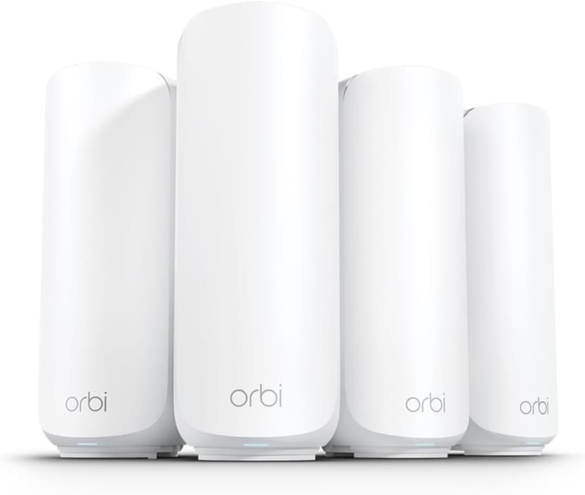NETGEAR Orbi 370 Series Dual-Band WiFi 7 Mesh Network System for Home (RBE374) - Wireless Router + 3 Extenders, Security Features, 5 Gbps, Covers 8,000 sq.ft., 70 Devices, 2.5GB Internet Port, BE5000