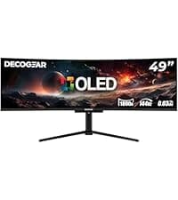 Deco Gear 49" Curved Ultrawide 5K Gaming Monitor, 32:9, 120 Hz, 101% NTSC 100% sRGB, Adjustable, Home Office and Entertainment Workstation