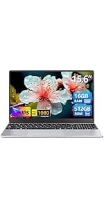 Gaming Laptop,15.6 Inch FHD IPS 1920x1080,Laptop Computer Student Business Laptop 12th Gen N95 Processor,16GB RAM 512GB SSD,Supports 180 Angle Opening Backlit Keyboard Fingerprint Unlock Win 11 Pro