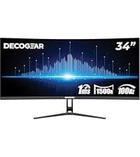 Deco Gear 49" Curved Ultrawide 5K Gaming Monitor, 32:9, 120 Hz, 101% NTSC 100% sRGB, Adjustable, Home Office and Entertainment Workstation