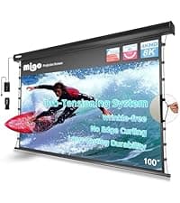 100 Inch Projector Screen Tab-Tension,Motorized Projector Screen Pull Down with 4K HD Partial Ambient Light Remote,Wall Mount Ceiling Mount Automatic Movie Screen for Home Theater(Black Housing)