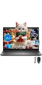 Dell Latitude 5550 15 Business AI Laptop, 15.6" FHD Computer, Intel Ultra 7 155U (Beat i7-1355U), 16GB DDR5 RAM, 512GB PCIe SSD, WiFi 6, Backlit Keyboard, Fingerprint Reader, Windows 11 Pro