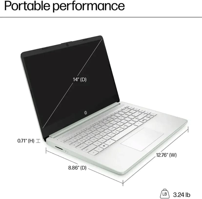 HP Student Business Laptop Computer - w/Microsoft Office Lifetime & External DVD Drive • 16GB RAM • 128GB UFS & 256GB Extend Micro SD • Intel 4-Core Processor • HD Display • Win11 Pro(Green)