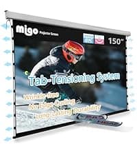 100 Inch Projector Screen Tab-Tension,Motorized Projector Screen Pull Down with 4K HD Partial Ambient Light Remote,Wall Mount Ceiling Mount Automatic Movie Screen for Home Theater(Black Housing)