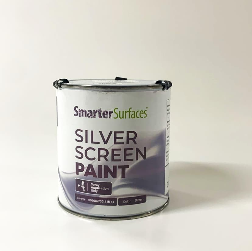 Smarter Surfaces 3D Projector Screen Paint 4.5m² Silver (Spray Application) 3D Projections for Home Cinema Projector, Museums & Event Spaces | for 3D and Standard (Gain Value 1.9)