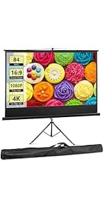 ZENY Portable Projector Screen Pull Down, 100 Inch 16:10 Video Projection Screen Home Theater, Retractable Projector Screen, Moive Screen Indoor Outdoor, Wall Mount (100'' 16:10 White)