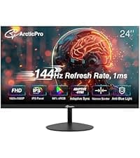 27inch Computer Monitor, FHD 1080p, 144Hz Office and Gaming Monitor, IPS, Adaptive Sync, 110% sRGB, 1ms, 3-Sided Frameless, Ultra Slim, VESA Mountable, Anti-Blue Light Design, HDMI, DP