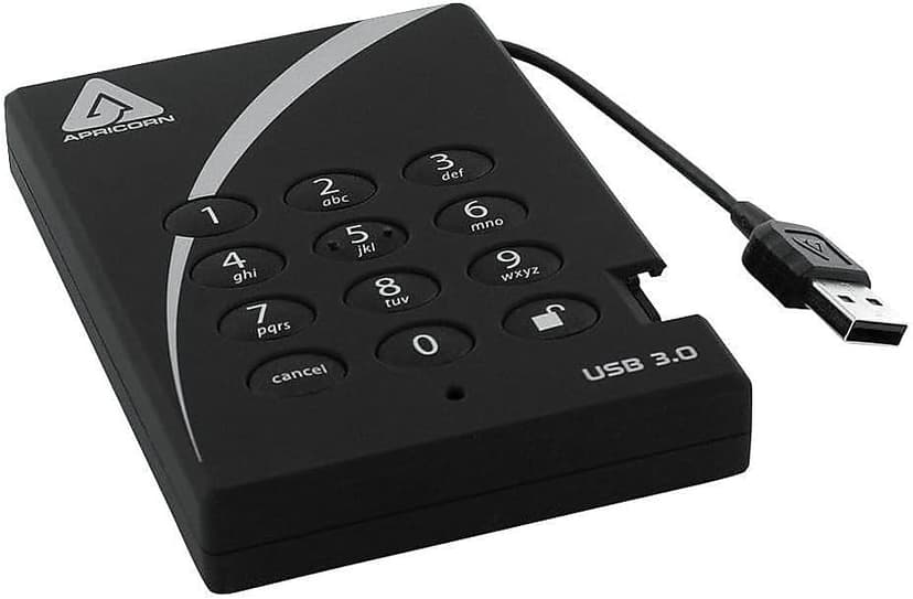 Apricorn 2TB Aegis Padlock USB 3.0 256-Bit AES XTS Hardware Encrypted Portable External Hard Drive (A25-3PL256-2000)