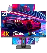 27 Inch 4K Gaming Monitor IPS, UHD 3840 x 2160p 144Hz PC Computer Monitors IPS Screen for Home & Office, HDMI, DisplayPort, Wall Mount Compatible