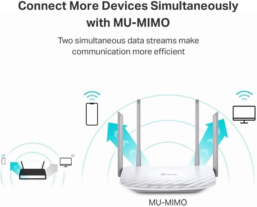 TP-Link AC1200 WiFi Router (Archer A54) - Dual Band Wireless Internet Router, 4 x 10/100 Mbps Fast Ethernet Ports, Supports Guest WiFi, Access Point Mode, IPv6 and Parental Controls