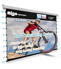 100 Inch Projector Screen Tab-Tension,Motorized Projector Screen Pull Down with 4K HD Partial Ambient Light Remote,Wall Mount Ceiling Mount Automatic Movie Screen for Home Theater(Black Housing)