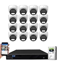 GW Security 16 Channel NVR UltraHD 4K Face Recognition NDAA & TAA Compliant Security Camera System with 16 x 8MP @25FPS Outdoor & Indoor PoE Dome Cameras, 10 Smart AI Functions