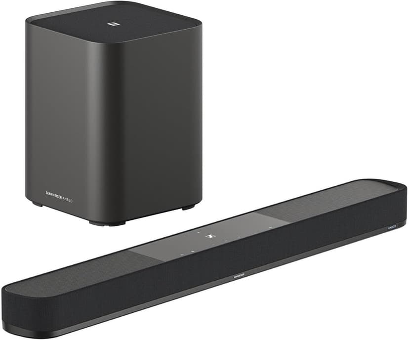 Sennheiser AMBEO Soundbar Plus 7.1.4 Channel Soundbar with Dolby Atmos and DTS:X with Ambeo Sub 8in 350W Wireless Subwoofer with Bluetooth