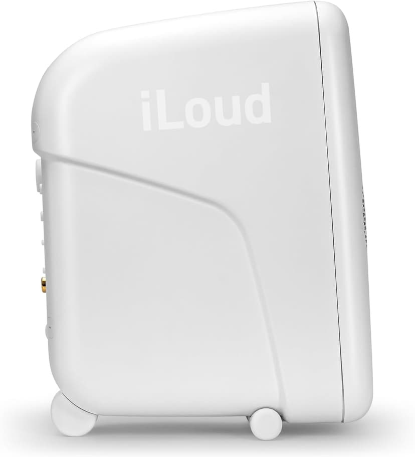 IK Multimedia Premium Version iLoud Micro Monitor Pro White (Pair) 50 Watt Portable & Powerful Reference Studio Monitor, Class D High-Efficiency Amplifier, Custom-Made Drivers for Music Mixing