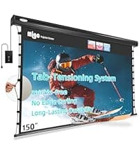 150 Inch Pull Down Projector Screen, Grey Crystal 2.0 Gain Partial Ambient Light 4K HD Tab-Tensioned Projector Screen Wall Mount Ceiling Mount for Short Throw Projector Movie Home Theater Cinema