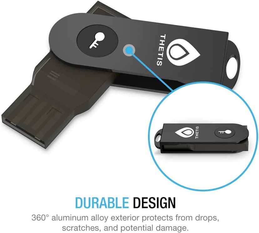 FIDO2 Security Key [Folding Design] Thetis Universal Two Factor Authentication USB (Type A) for Multi-Layered Protection (HOTP) in Windows/Linux/Mac OS,Gmail,Facebook,Dropbox,SalesForce,GitHub
