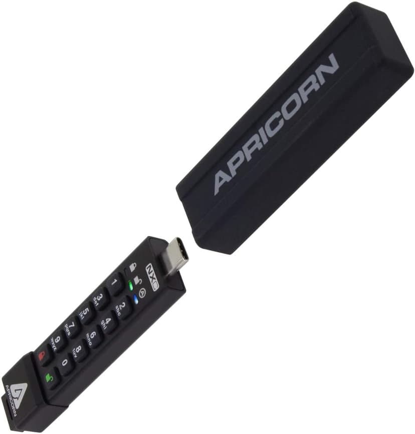 Apricorn 128GB Aegis Secure Key 3 NXC 256-Bit Hardware-Encrypted USB 3.2 Type C Flash Drive, FIPS 140-3 Level 3 Validated (ASK3-NXC-128GB), Black