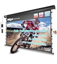 100 Inch Projector Screen Tab-Tension,Motorized Projector Screen Pull Down with 4K HD Partial Ambient Light Remote,Wall Mount Ceiling Mount Automatic Movie Screen for Home Theater(Black Housing)