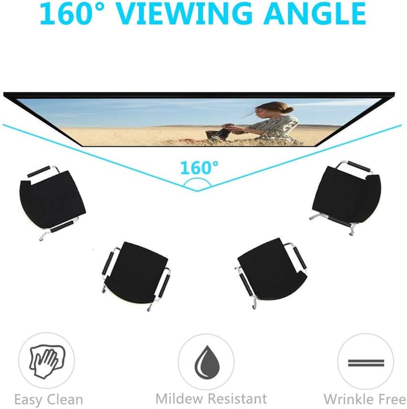 100in /120in Fixed Frame Projector Screen, Diagonal 16:9, Active 3D 4K Ultra HD Projector Screen for Home Theater or Office (16:9, 120")